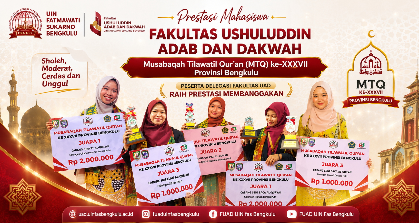 Read more about the article Mahasiswa FUAD UIN Fatmawati Sukarno Bengkulu Raih Prestasi Gemilang pada MTQ ke-XXXVII Tingkat Provinsi Bengkulu
