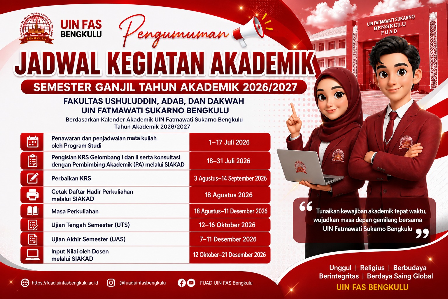 Read more about the article Jadwal Kegiatan Akademik Semester Ganjil Tahun Akademik 2026/2027