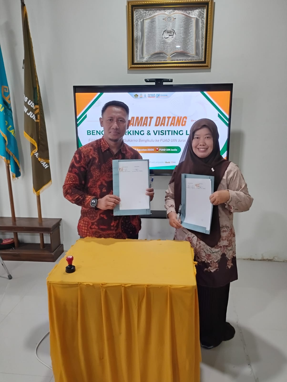 You are currently viewing Perkuat Kolaborasi Akademik, Prodi KPI FUAD UIN Fatmawati Sukarno Bengkulu Tandatangani Implementation Agreement dengan UIN Jurai Siwo Lampung
